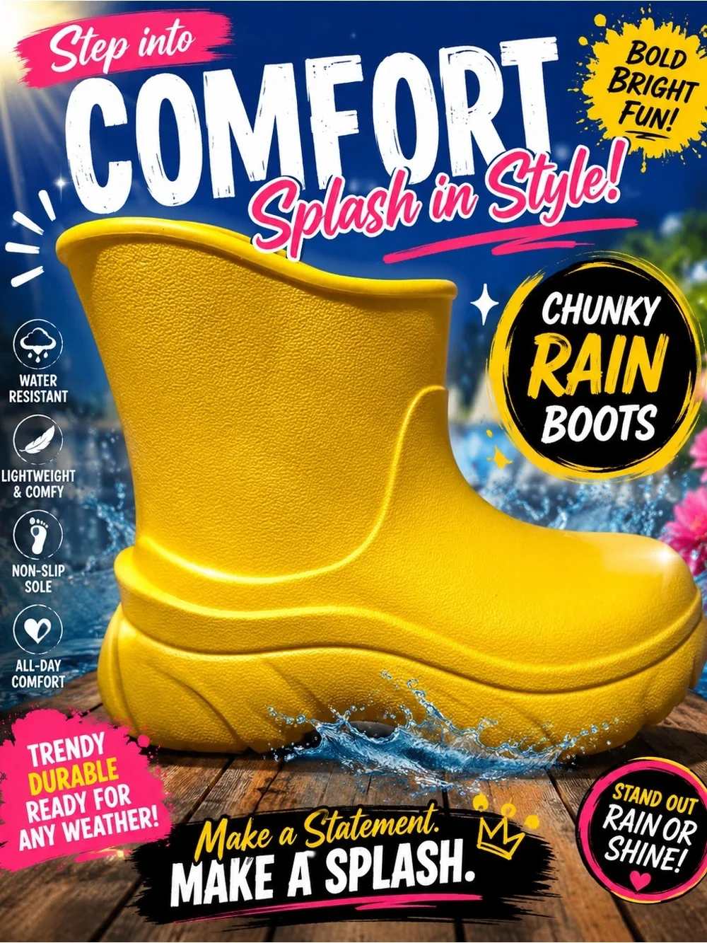 Cat & Jack Chunky Yellow Kids Rain Boots